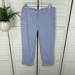 Vineyard Vines‎ Blue White Seersucker Ankle Pants Tapered Capri Womens Size 8